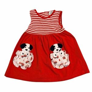 Red Striped Dress with Dalmatian Pockets